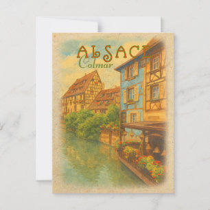Retro Vintage Reise - Colmar Elsass Frankreich Postkarte