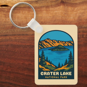 Retro Vintage Reise Crater Lake Nationalpark Schlüsselanhänger