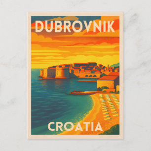 Retro Vintage Reise Dubrovnik Kroatien Altstadt Postkarte