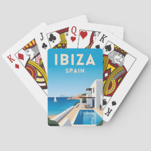 Retro Vintage Reise Ibiza Spanien Küstenlandschaft Spielkarten