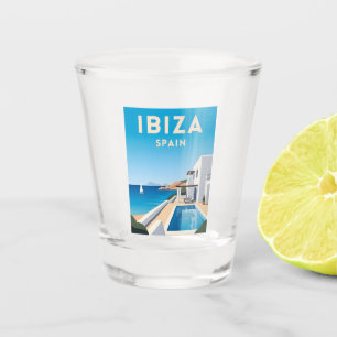 Retro Vintage Reise Ibiza Spanien Landschaft am Me Schnapsglas