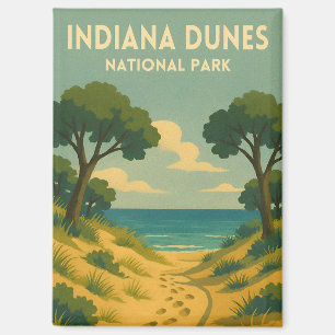 Retro Vintage Reise Indiana Dunes Nationalpark Magnet