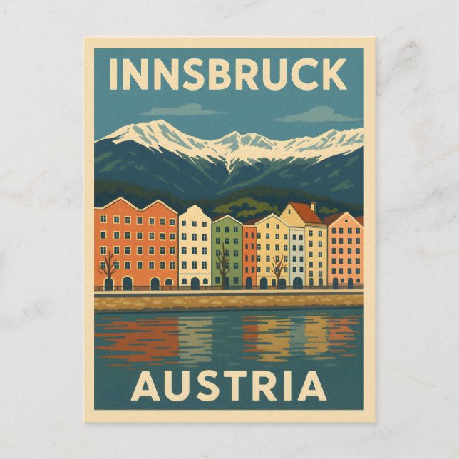 Retro Vintage Reise Innsbruck Österreich Landschaf Postkarte (Vorderseite)