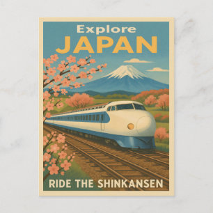 Retro Vintage Reise Japan Shinkansen Bullet Zug Postkarte