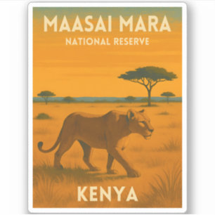 Retro Vintage Reise Kenia Afrika Natur Wildtiere Aufkleber