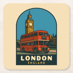 Retro Vintage Reise London Big Ben England Rechteckiger Pappuntersetzer