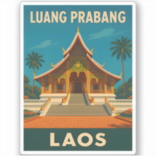 Retro Vintage Reise Luang Prabang Laos Tempel Aufkleber