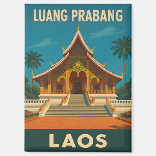 Retro Vintage Reise Luang Prabang Laos Tempel Magnet