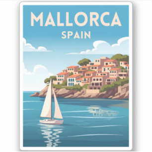 Retro Vintage Reise Mallorca Spanien Küste Aufkleber