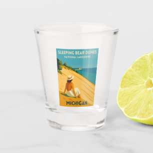 Retro Vintage Reise Michigan Sleeping Bear Dunes Schnapsglas