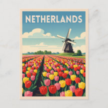 Retro Vintage Reise Niederlande Tulip Landschaft