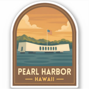 Retro Vintage Reise Pearl Harbor Gedenkstätte Hawa Aufkleber