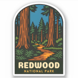 Retro Vintage Reise Redwood Nationalpark Natur Aufkleber