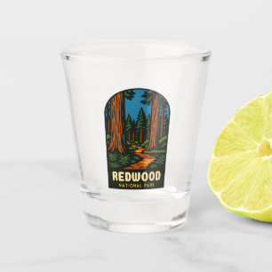 Retro Vintage Reise Redwood Nationalpark Natur Schnapsglas