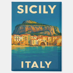 Retro Vintage Reise Sizilien Italien Küstenlandsch Magnet