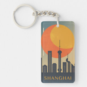 Retro Vintage Reise Souvenir Shanghai China Schlüsselanhänger