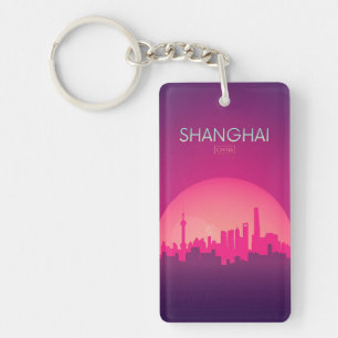 Retro Vintage Reise Souvenir Shanghai China Schlüsselanhänger