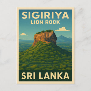 Retro Vintage Reise Sri Lanka Sigiriya Lion Rock Postkarte