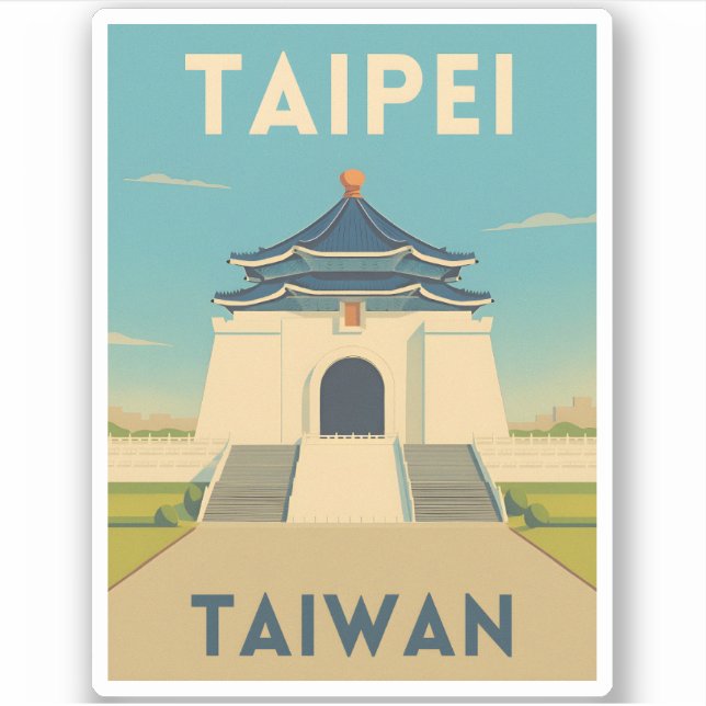Retro Vintage Reise Taipei Taiwan Denkmal Aufkleber (Vorderseite)