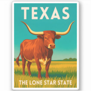 Retro Vintage Reise Texas Longhorn Rinder Aufkleber