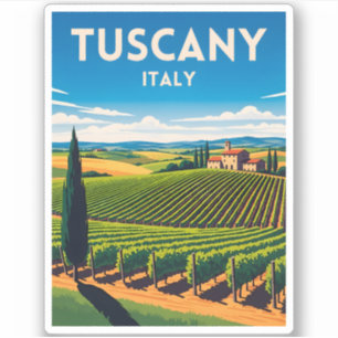 Retro Vintage Reise Toskana Italien Weinroute Mend Aufkleber