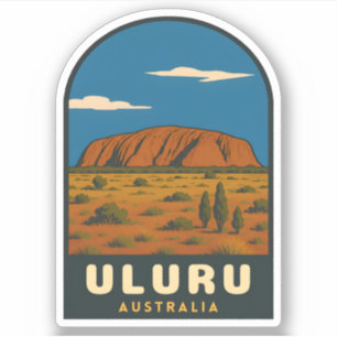 Retro Vintage Reise Uluru Australien Landschaft Aufkleber