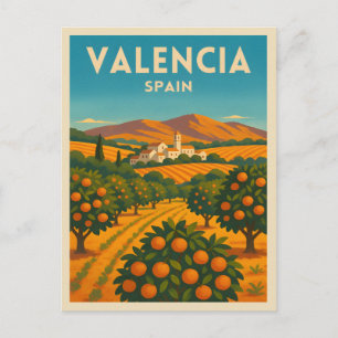 Retro Vintage Reise Valencia Spanien Orange Farm Postkarte