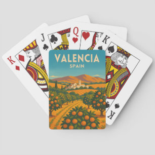 Retro Vintage Reise Valencia Spanien Orangenfarm Spielkarten
