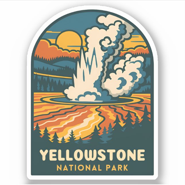 Retro Vintage Reise Yellowstone Nationalpark Aufkleber (Vorderseite)