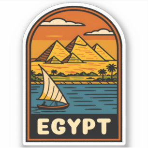 Retro Vintage Reisen Ägypten Pyramid Nile River Aufkleber