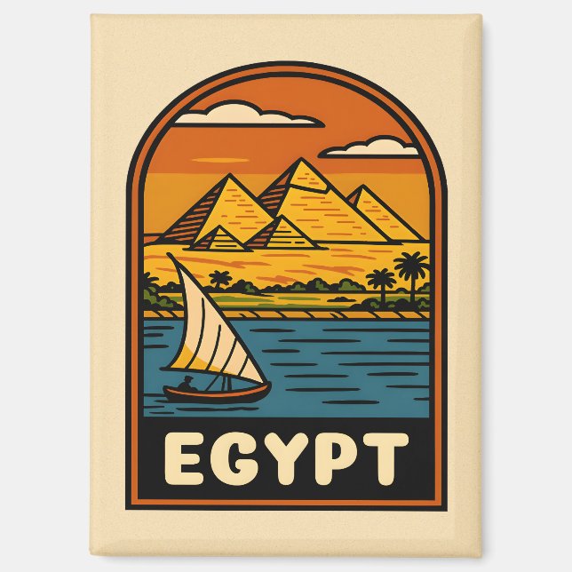 Retro Vintage Reisen Ägypten Pyramid Nile River Magnet (Vorderseite)