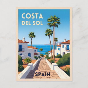 Retro Vintage Reisen Costa del Sol Spanien Küste Postkarte