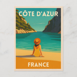 Retro Vintage Reisen Côte d'Azur Postkarte
