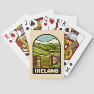 Retro Vintage Reisen Irland Land Landschaftlich Spielkarten