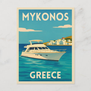 Retro Vintage Reisen Mykonos Griechenland Insel Kü Postkarte