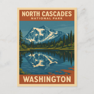 Retro Vintage Reisen Nord Cascades Nationalpark Postkarte