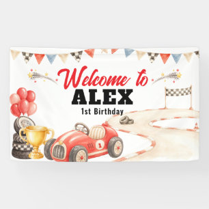 Retro Vintage-Rennwagen Willkommen Geburtstag Banner
