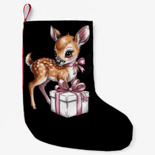 Retro Vintage Rentier Rosa Weihnachten Babyhirsch Kleiner Weihnachtsstrumpf