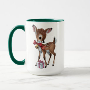 Retro Vintage Rentier Rosa Weihnachten Babyhirsch Tasse