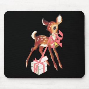 Retro-vintage-Rentier-rosa-Weihnachts-ba Mousepad