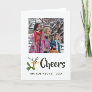 Retro-Vintage-Rentier-Weihnachtsfamilienfoto Feiertagskarte