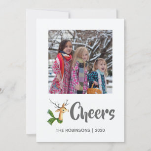 Retro-Vintage-Rentier-Weihnachtsfamilienfoto Feiertagskarte