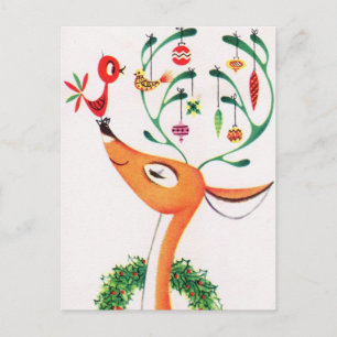 Retro Vintage Rentiere Weihnachtspostkarte Feiertagspostkarte