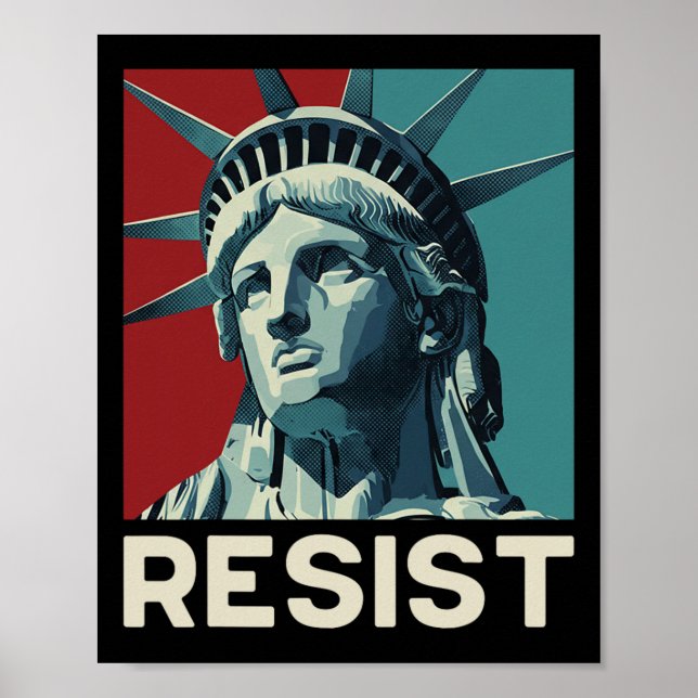 Retro Vintage Resist Freiheitsstatue  Poster (Vorne)