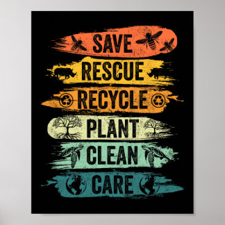 Retro Vintage Rettend Bienenrettungstiere Recycle  Poster