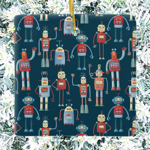 Retro-Vintage-Roboter-Keramik-Ornament Keramikornament