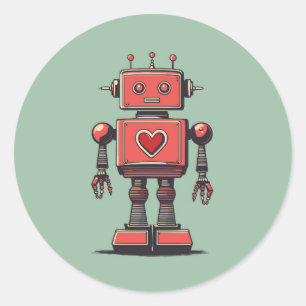 Retro-Vintage-Roboter Runder Aufkleber