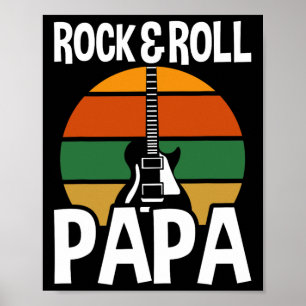 Retro Vintage Rock And Roll Papa Gitarre Vatertag Poster