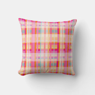 Retro Vintage Rosa Karomuster in Pastell  Kissen