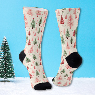 Retro Vintage Rosa Weihnachtsbaum Weihnachten Socken